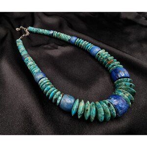 Jay King 925 Sterling Silver Turquoise & Lapis Graduated Bead Necklace